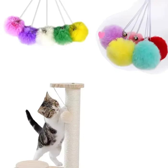 Balle de jouets interactifs pour chat avec cloche et ficelle, jouets de boule suspendus, accessoires