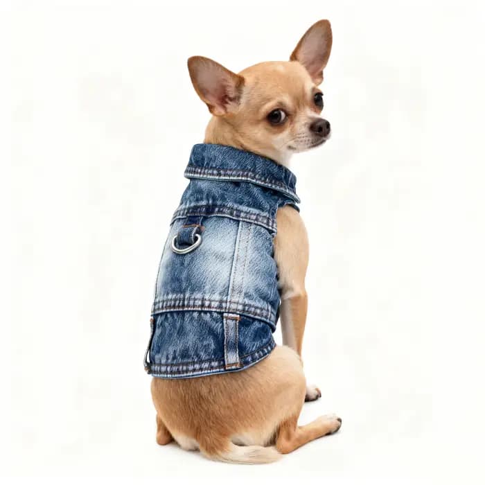 Dog Denim Jacket Dark Wash Sleeveless Towable Jeans Vest Coat for Small Medium Dogs Cat Spring Autum