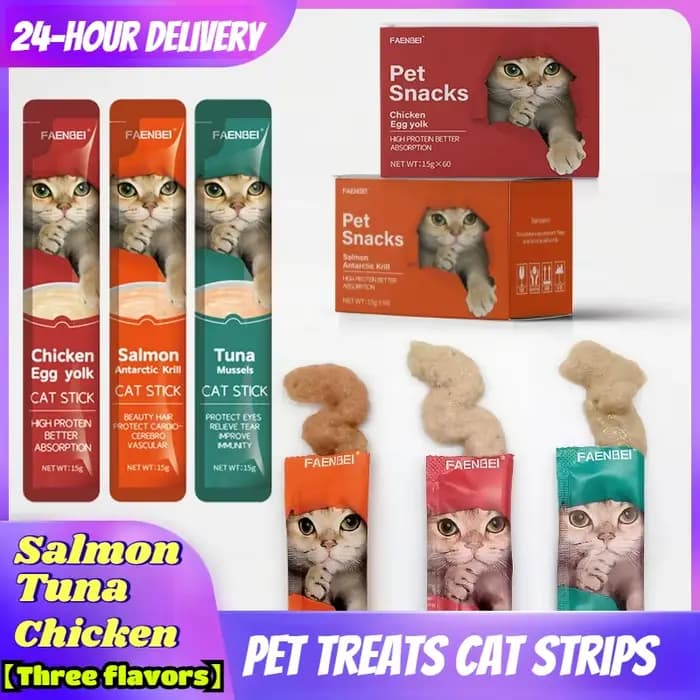 10 pièces de collations pour chats, friandises pour chats en forme de bandes. Snacks au thon et au p