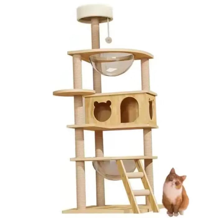 Arbre à chat moderne et naturel, maison pour chat simple, meubles avec des caractéristiques durables