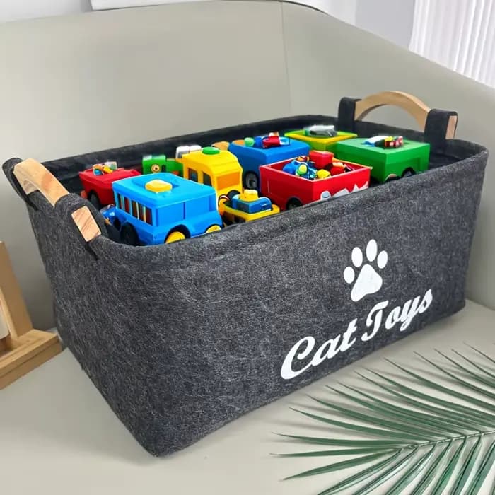Panier de rangement élégant en feutre pour jouets d'animaux de compagnie, organisateur Durable pour