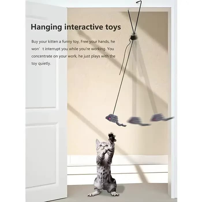 Jouet interactif suspendu à la porte pour chat, avec souris noire, entretoyez et exercez votre jouet