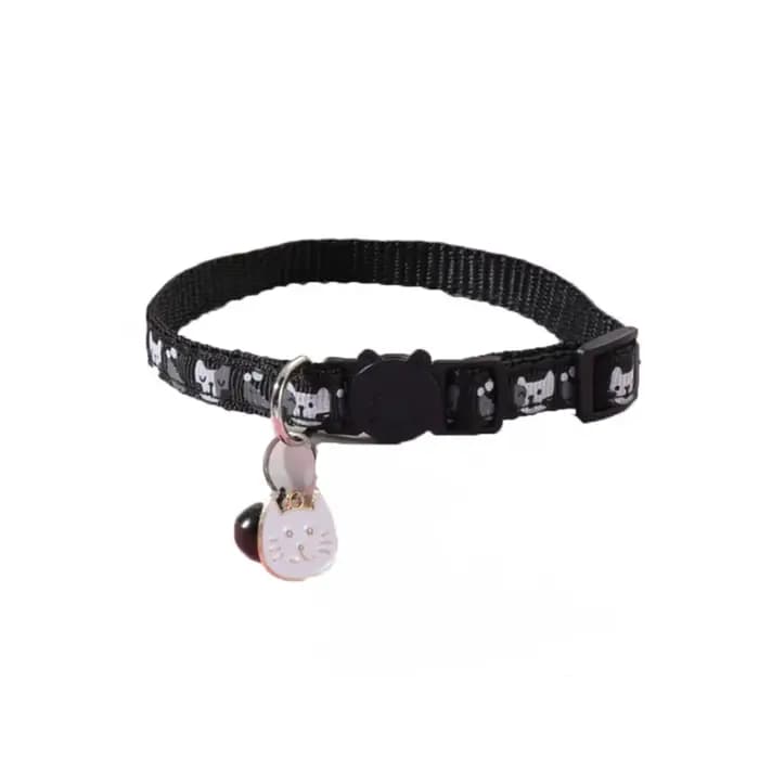 Collier réglable pour chat avec boucle de sécurité, pendentif visage de chat et clochette, anti-étra