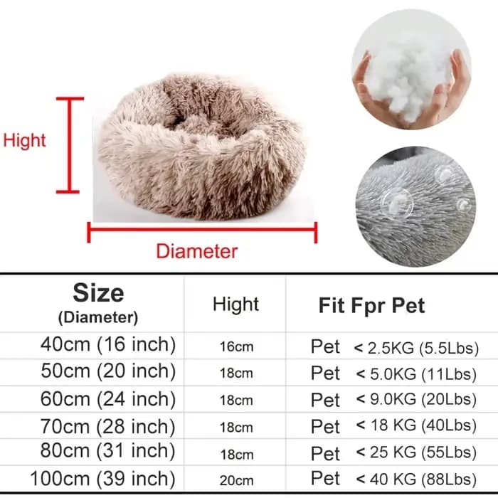 Lit à donuts pour chien, grand panier rond, lits d'hiver en peluche pour chiens, accessoires moyens,