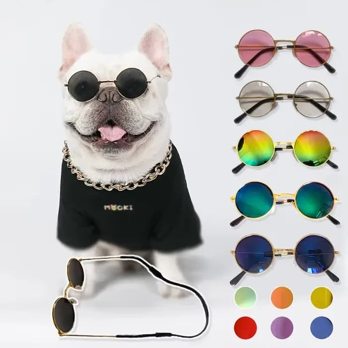 Jolies lunettes de soleil rondes Vintage pour chat, lunettes réfléchissantes pour petit chien, chat,
