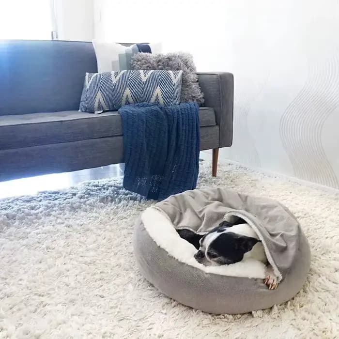 Lit orthopédique pour chien avec couverture à capuche, chaud, imperméable, résistant à la saleté, po