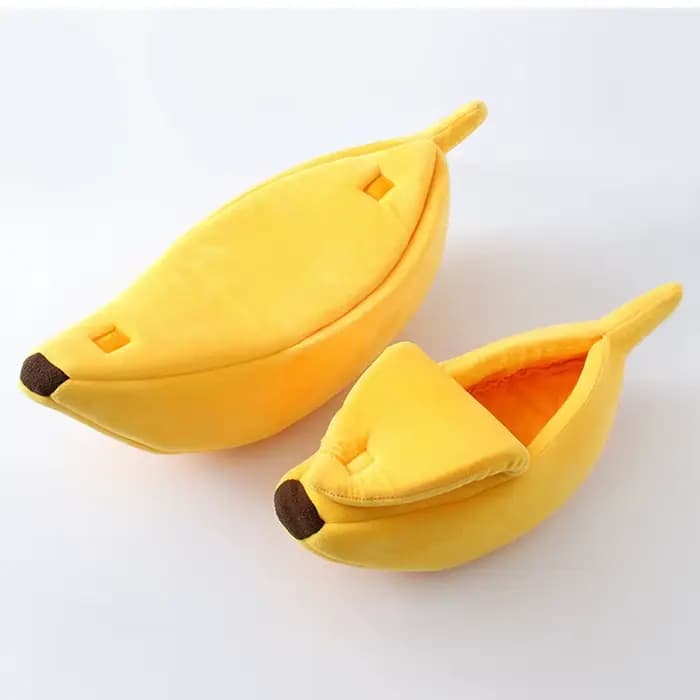 Lit banane pour chat, maison pour l'hiver, drôle, mignon et confortable, tapis pour chat, chaud et D