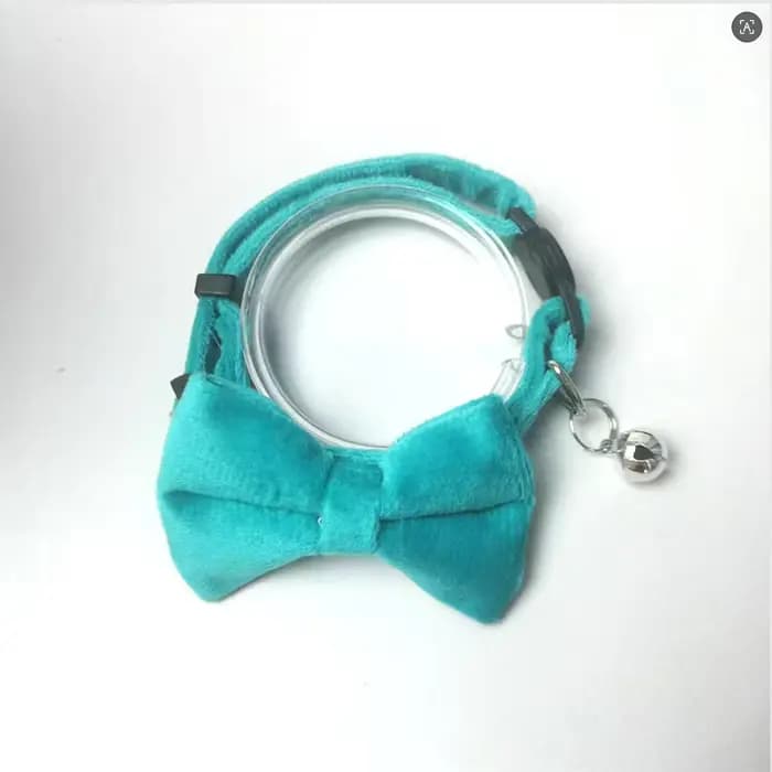 Collier pour chat avec clochette et nœud papillon, en velours et tissu, réglable, pour petits chiens