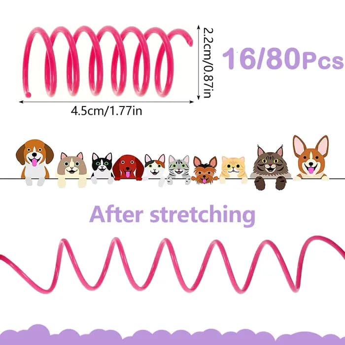 16/32/80 pièces chat printemps jouets coloré chaton bobine spirale ressorts jouet Durable en plastiq