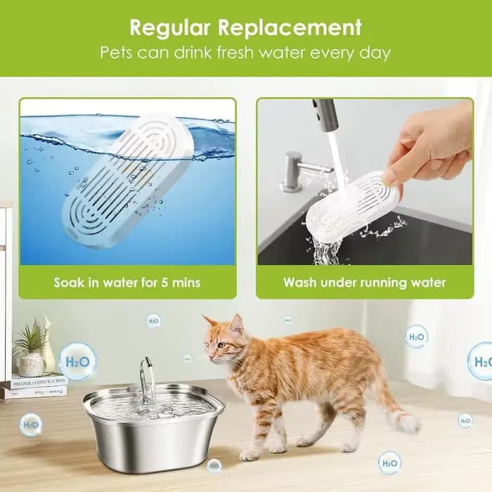 Filtres de fontaine à eau pour chat, paquet de 6 filtres de remplacement et éponges de pré-filtre de
