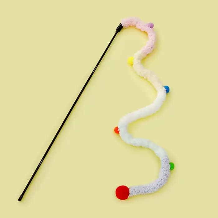 Jouet pour chat plume chat Teaser baguette chat jouets interactifs drôle chenille tige colorée boule
