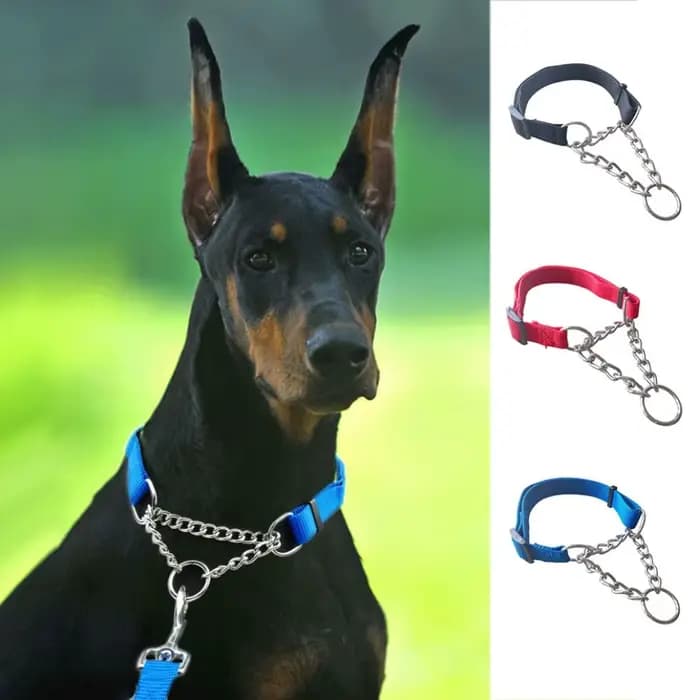 Collier pour animaux de compagnie réglable en Nylon pour grands chiens, collier de pincement antidér