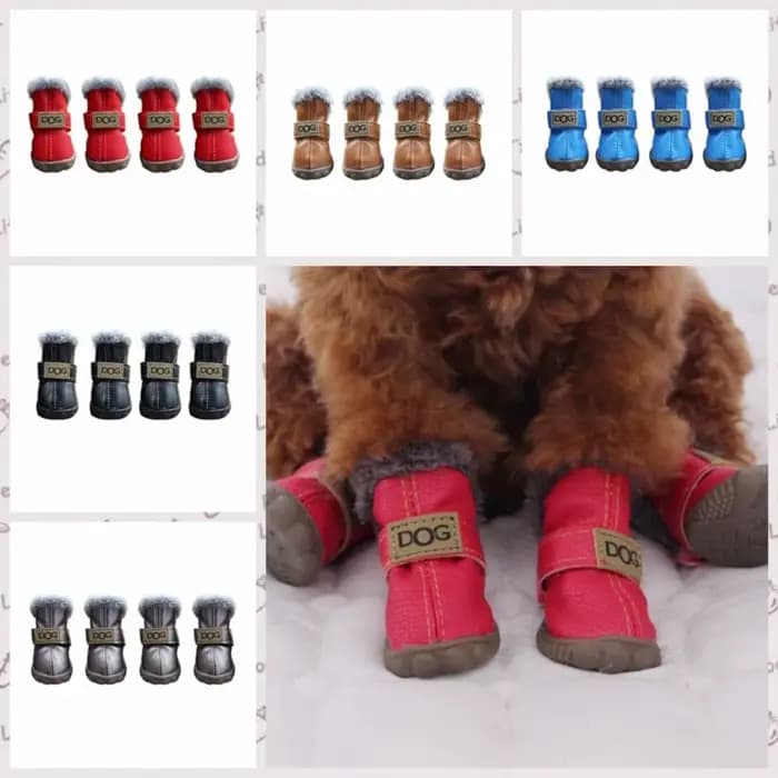 Bottes de neige imperméables pour animaux de compagnie, chaussures coordonnantes pour chien, peluche
