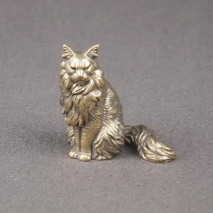 Figurines miniatures Maine Coon en laiton, petite statue de chat, ornements de bureau, décorations v