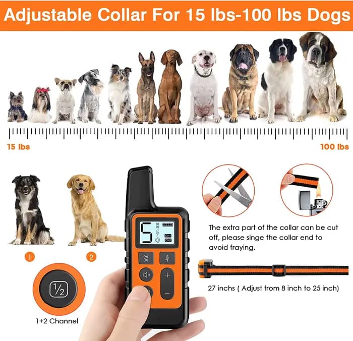 Collier Électrique d'Entraînement pour Chien, Étanche, avec Télécommande, Rechargeable, avec Son de