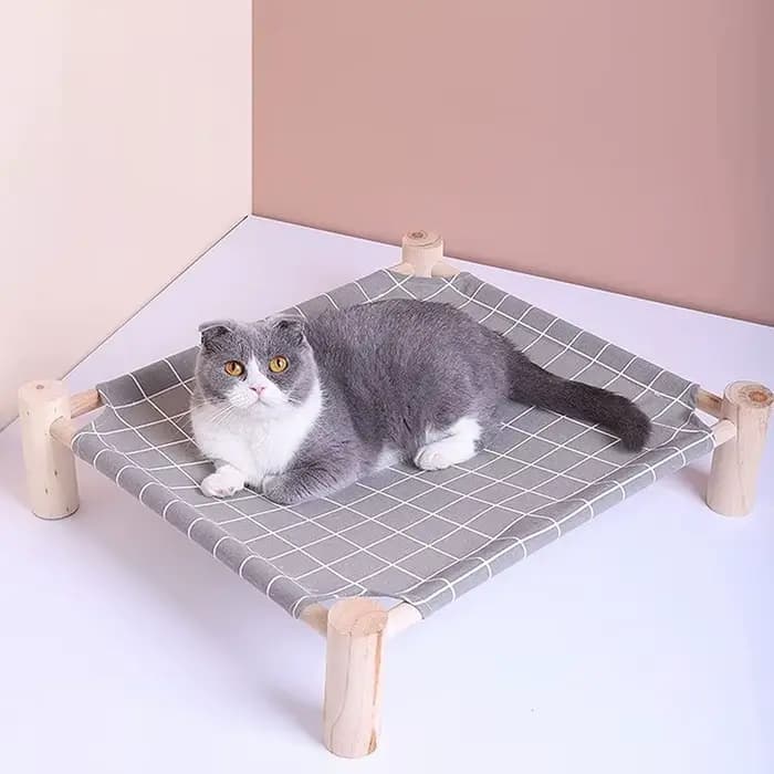 Hamac en bois pour chat et chien, lit de refroidissement surélevé, Portable et détachable, pour inté