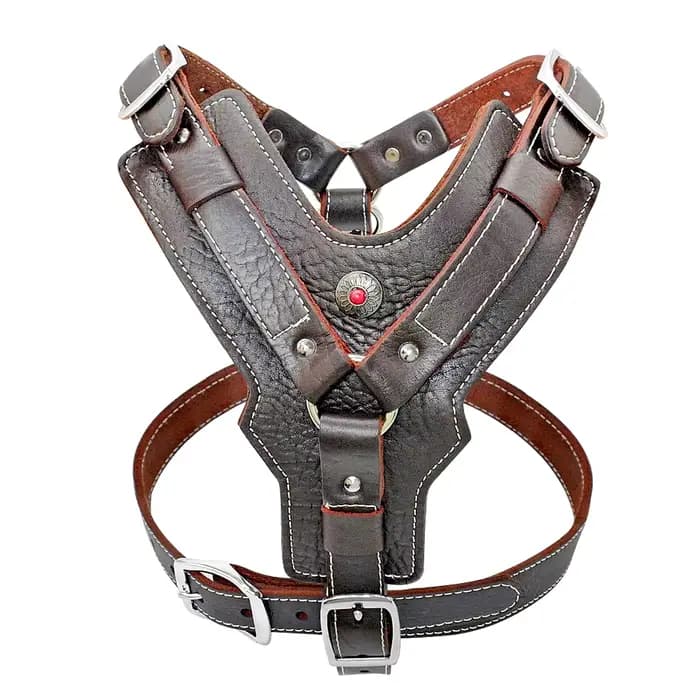 Harnais Durable pour chiens de grande taille, harnais en cuir véritable, gilet d'entraînement pour a