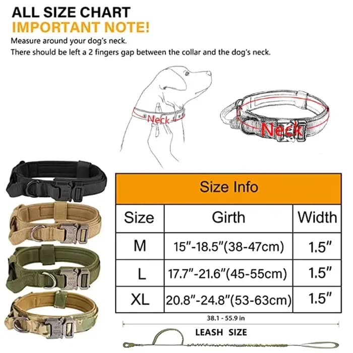 Ensemble collier et laisse tactiques militaires pour chien, collier durable pour animaux de compagni