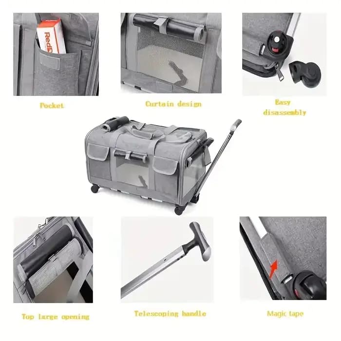 Valise de chariot portative Extra Large pour animaux de compagnie, boîtier de chariot détachable pou