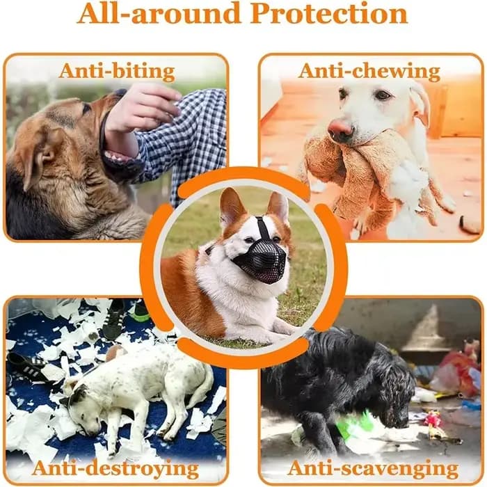 Couvre-bouche réglable et respirant pour chien, masque buccal en maille pour animaux de compagnie, m