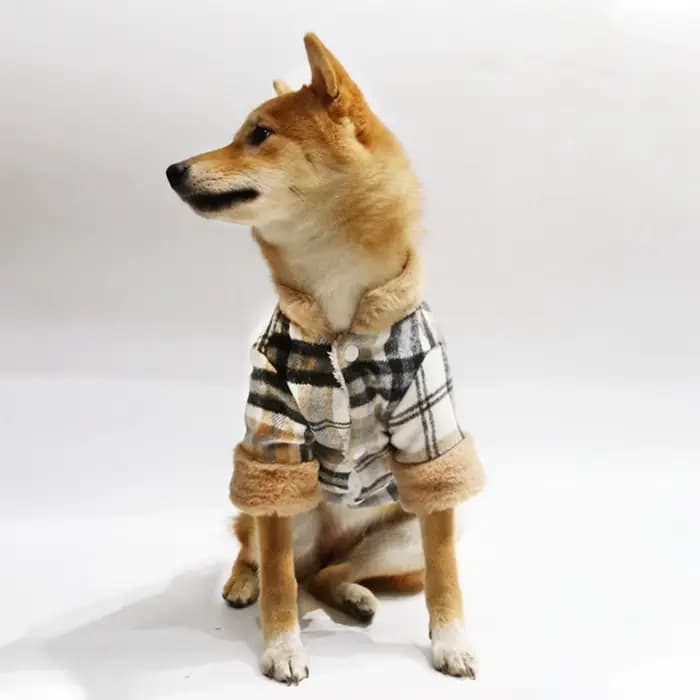 Veste d'hiver pour animaux de compagnie, vêtements chauds à grille pour petits chiens avec col en fo