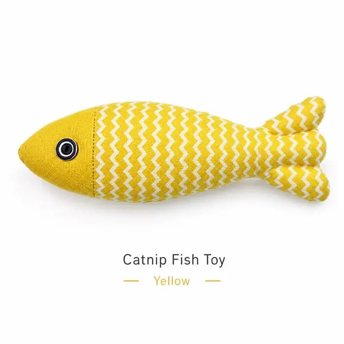 Jouet pour chat en forme de poisson en lin avec herbe à chat, résistant aux morsures, pour le jeu au