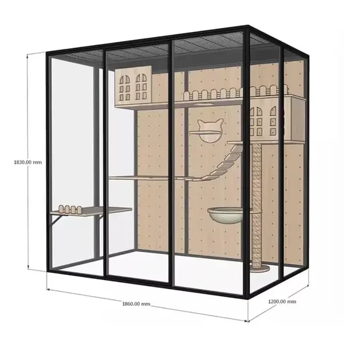 Catio – grande fenêtre d'intérieur, maison pour chat, promenade dans une Cage pour chat, profilés en