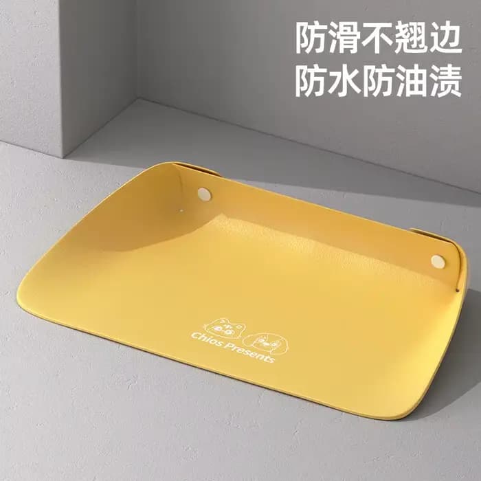 Napperon en cuir pour animaux de compagnie, tapis de bol pour chat, tapis antidérapant épais semi-fe