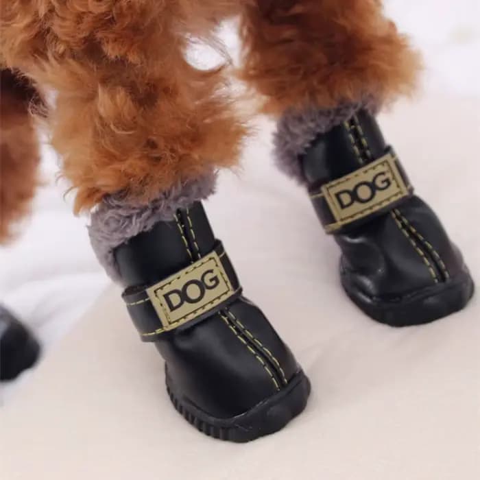 Bottes de neige imperméables pour animaux de compagnie, chaussures coordonnantes pour chien, peluche