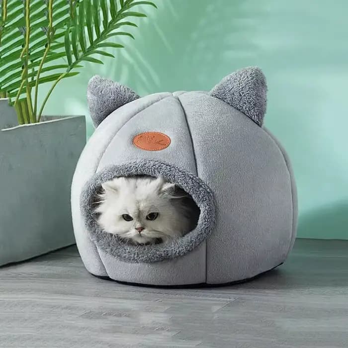 Nid de chat universel quatre saisons en forme de tête de chat, mignon et confortable, chaud, grotte