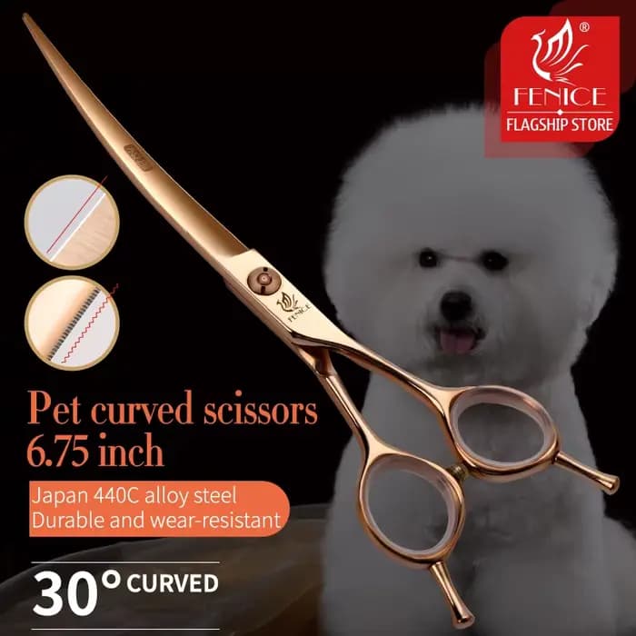 Ciseaux de toilettage professionnels Fenice pour animaux de compagnie, 6,25/6,75 pouces, lame dentel