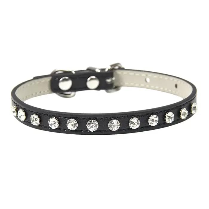 Collier de luxe en cuir pour chat, Rivets en strass, pour petits chiens, sangle de cou pour chiot, a