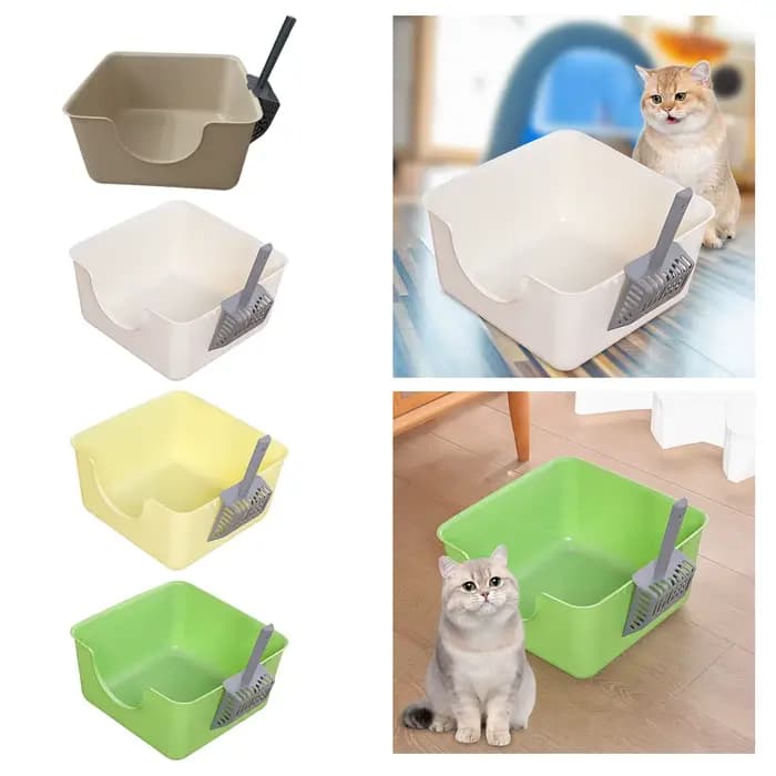 Bac à litière pour animaux de compagnie à dessus ouvert, bac à litière anti-éclaboussures pour chat,