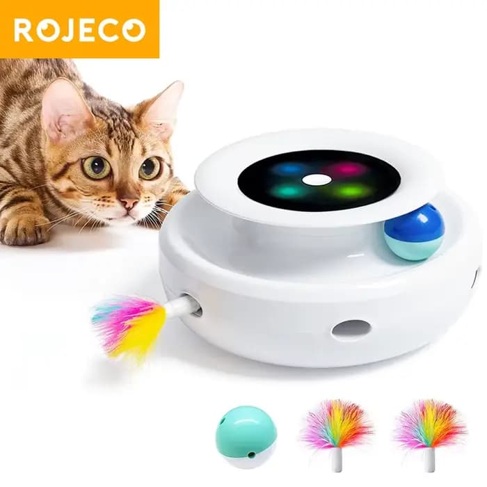ROJECO 2 en 1 chat intelligent jouets automatique plume amusant balle jouet ensemble pour chat chien
