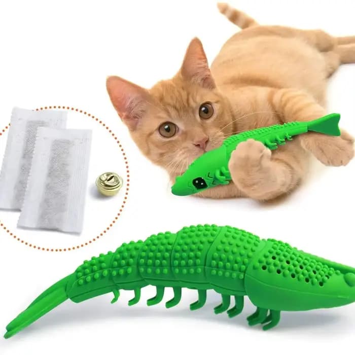 ATUBAN Brosse à dents pour chat avec jouet à la catnip, jouet interactif en caoutchouc pour l'hygièn