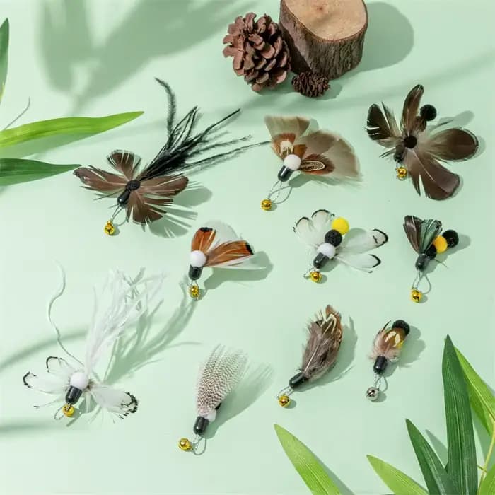 Jouet interactif en plumes de chat, accessoires, faux jouet avec cloche, recharge de remplacement, j