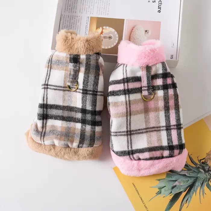 Veste d'hiver pour animaux de compagnie, vêtements chauds à grille pour petits chiens avec col en fo