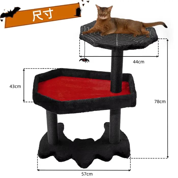 Arbre à chat gothique avec cercueil, lit à chat, tour à chat gothique, arbre à chat avec grattoirs e