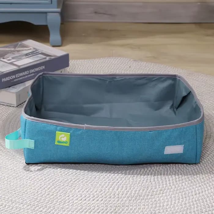 Bac à litière semi-fermé pour chat, pliable, portable, imperméable, en tissu Oxford, toilette ouvert