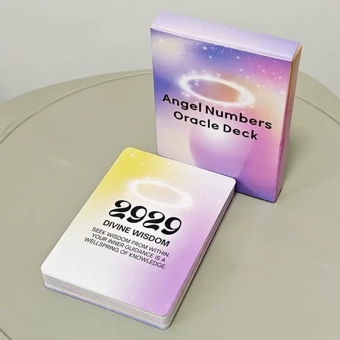 Cartes Oracle Numéros d'Anges pour Recevoir une Guidance Divine, Numérologie, 10.4x7.3cm, 40 Pièces