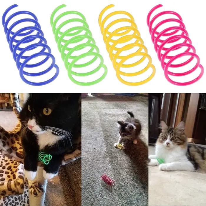 16/32/80 pièces chat printemps jouets coloré chaton bobine spirale ressorts jouet Durable en plastiq