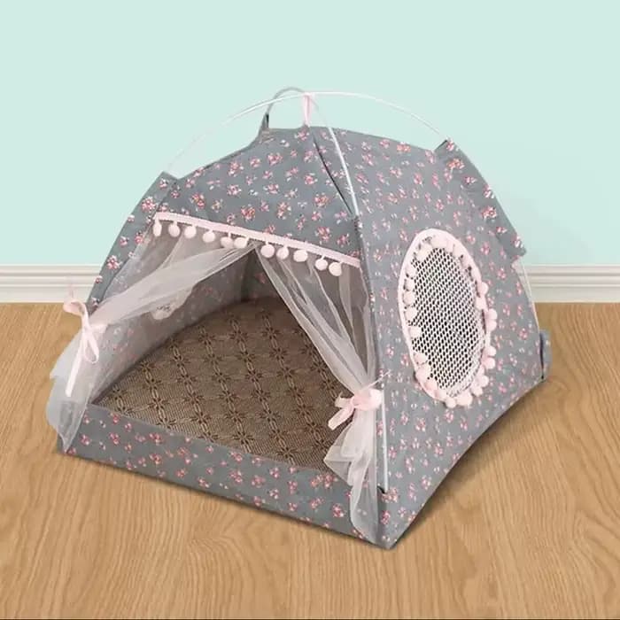 Tente à fleurs cassées pour chat, nid de célébrité d'internet Semi-fermé universel pour toutes les s