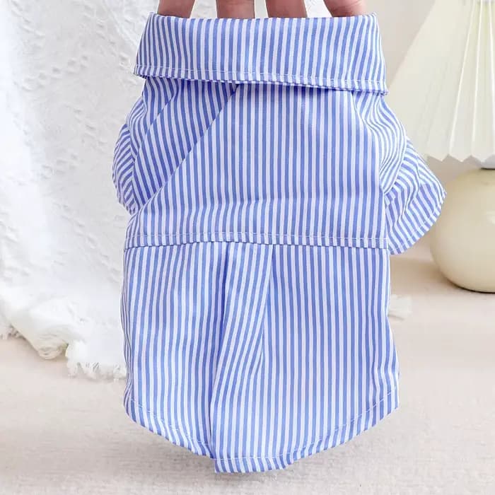 Vêtements pour chiens de compagnie chemises rayées à nœud papillon mince été bleu mode Chihuahua che