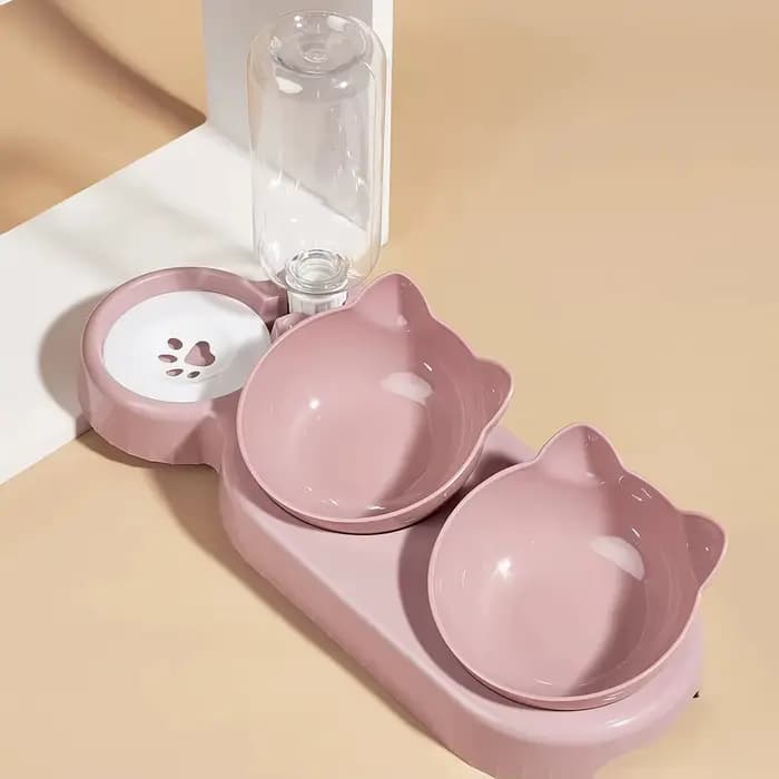 Ensemble de bols à eau et à nourriture pour animaux de compagnie avec mangeoire, conception d'oreill