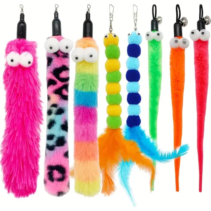 Baguette pour chat, 9 pièces, jouets en plumes, jouets interactifs pour chat, ver pour chats d'intér