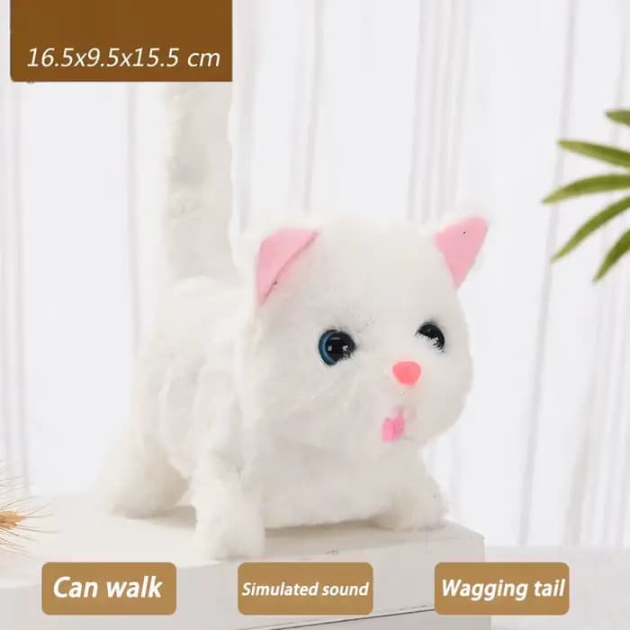 Jouet en peluche chat qui marche, chat interactif électrique, Animal en peluche, queue de miau, tête