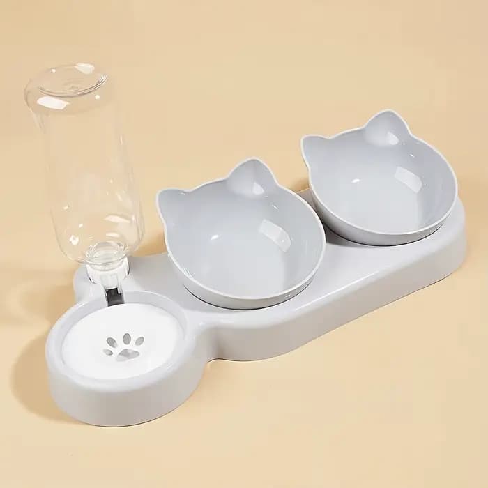 Ensemble de bols à eau et à nourriture pour animaux de compagnie avec mangeoire, conception d'oreill