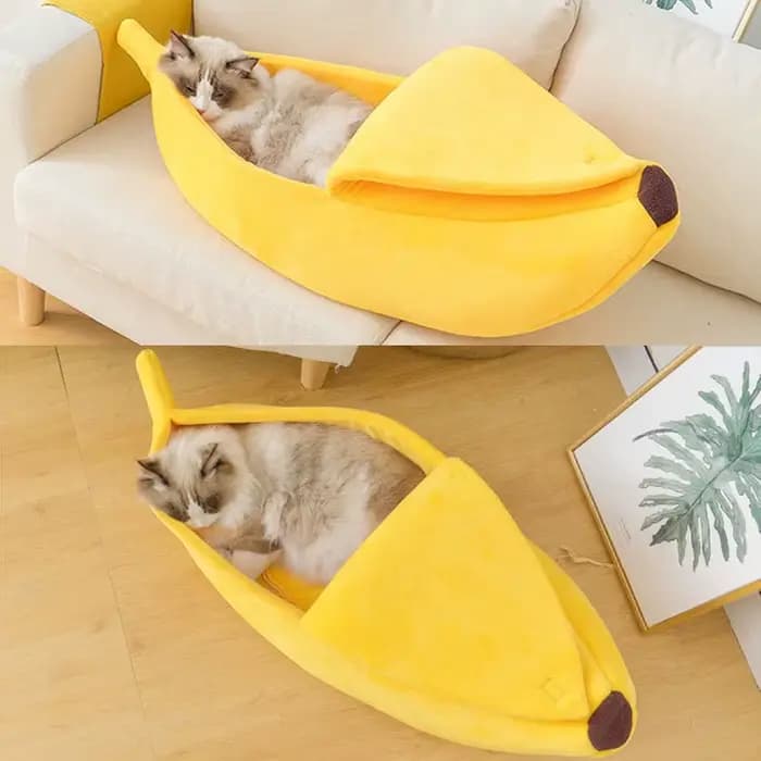 Lit d'hiver pour chat banane, maison drôle et confortable, tapis pour chat, chaud et Durable, panier