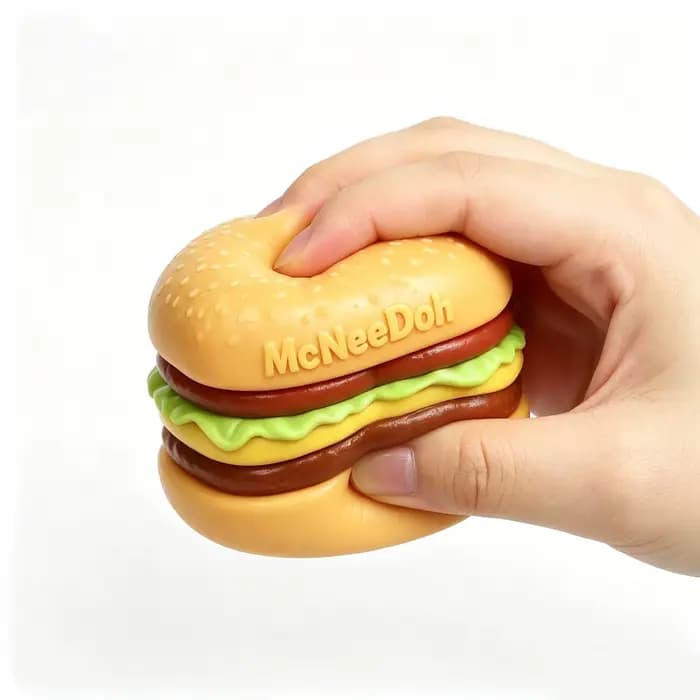 Jouet Squishy Burger en collaboration Mc×NeeDoh, jouet anti-stress réaliste en forme de burger à réc
