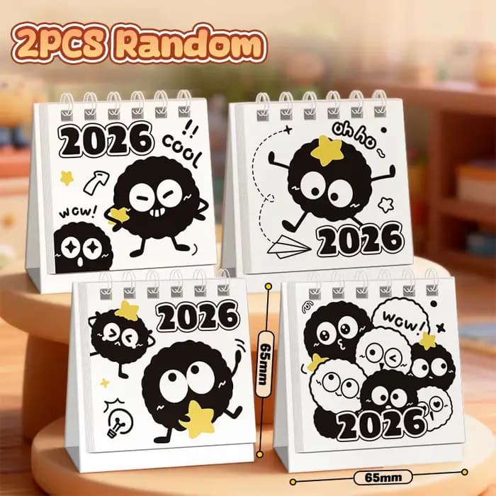 Mini calendrier 2026 Portable, 2 pièces, thème chat mignon, bureau, école, essentiels, planification